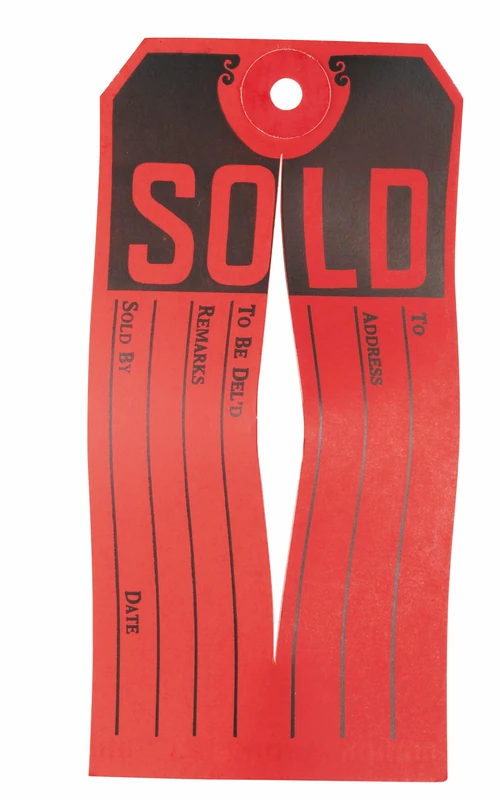 Avery 15161 Sold Tags, Paper, 4 3/4 x 2 3/8, Red/Black (Box of 500) - Image 1