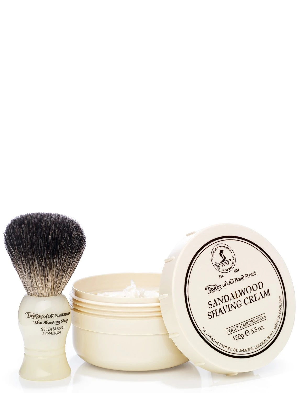 Taylor of Old Bond Street Pure Badger Brush and Sandalwood Bowl Gift Box Set