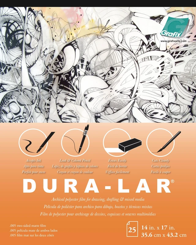 Grafix Matte .005 Dura-Lar Film, 14-Inch by 17-Inch, 25 Sheets, Model: P05DM1417