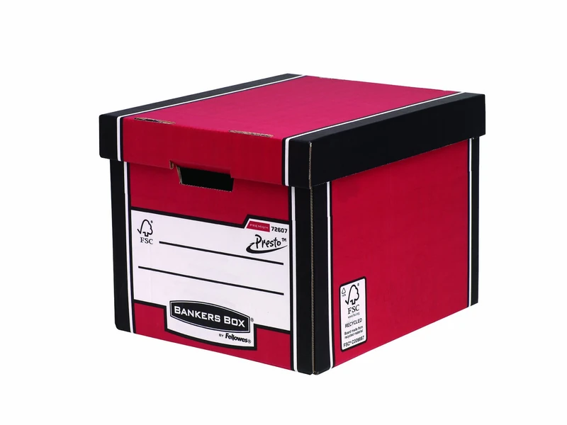 Bankers Box Premium 726 Tall Storage Box - Red, Pack of 10