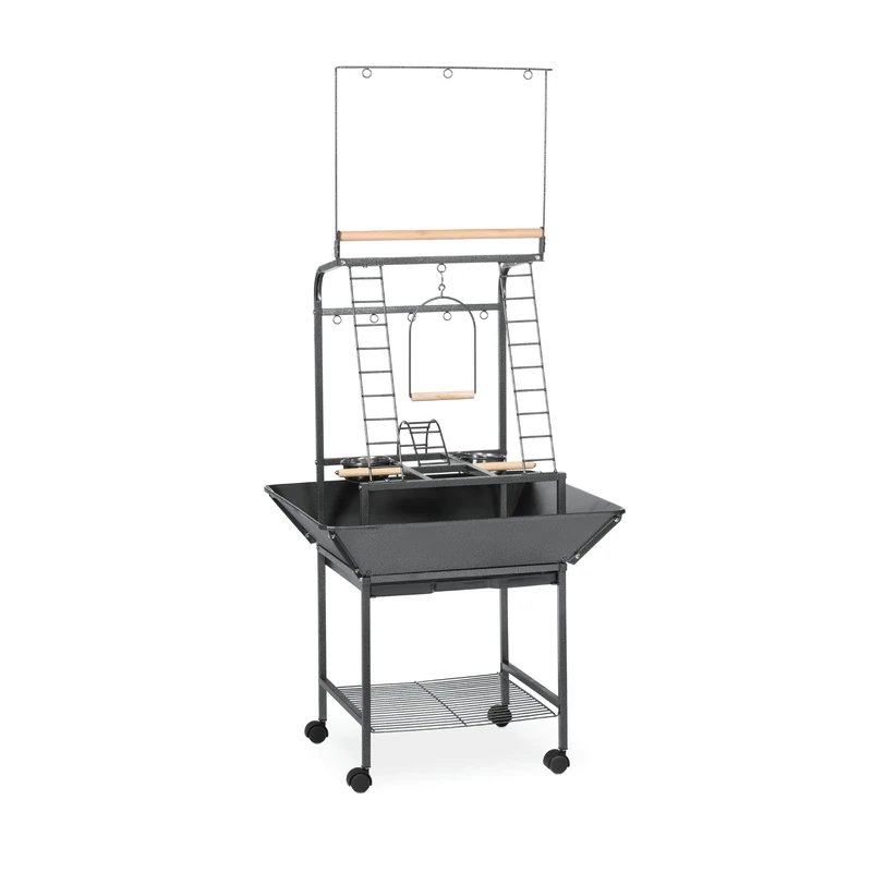 Prevue Pet Products Small Parrot Playstand 3181 Black Hammertone, 17.625-Inch by 16-1/2-Inch by 59-Inch