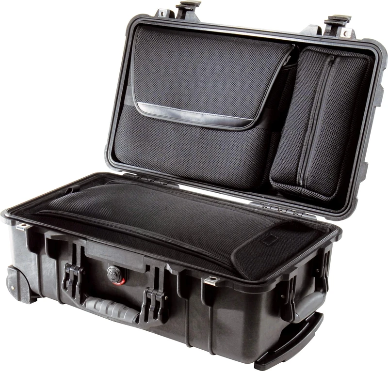 PELI 1510LOC Laptop Case With Detachable Computer Sleeve and Accessories Pouch, IP67 Watertight, 52L Capacity, Made in US, Black - Image 1