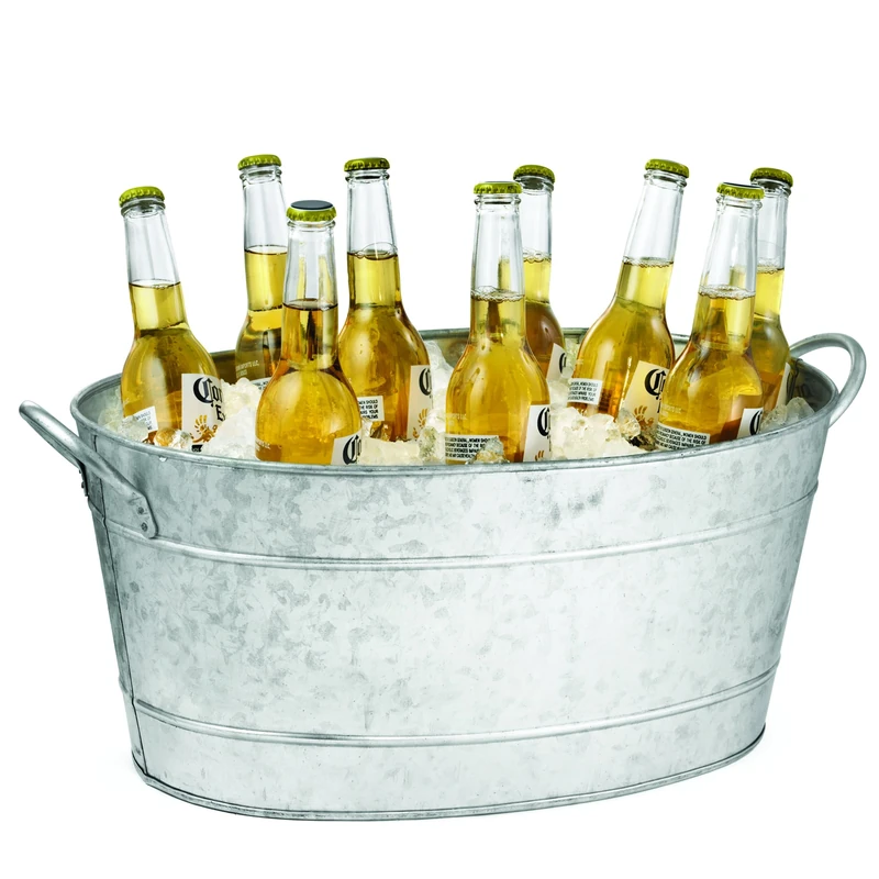 Tablecraft Oval Beverage Tub, Galvanized Steel, 48 x 35.5 x 23 cm/21 Litre
