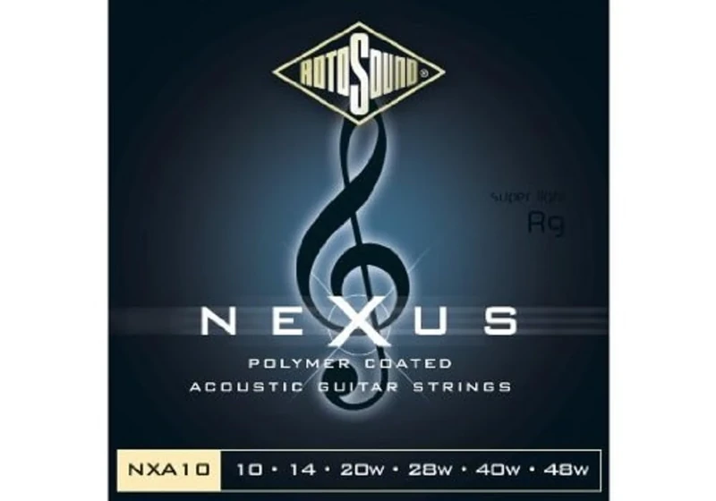 Rotosound strings for acoustic guitar NEXUS COATED BRONZE 6-str. NXA10,White Black Red Blue,Small Medium Large X-Large 2X-Large