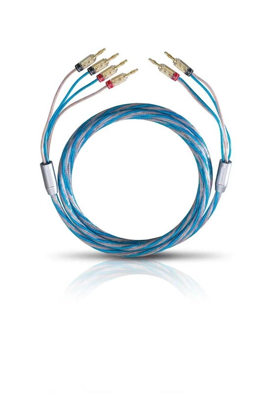 Oehlbach Bi Tech 4B 500 Speaker Cable Set Bi-Wiring Silver-Plated 2 x 2.5/2 x 4.0 mm² with Banana Connector 2 x 5 m Blue/Copper