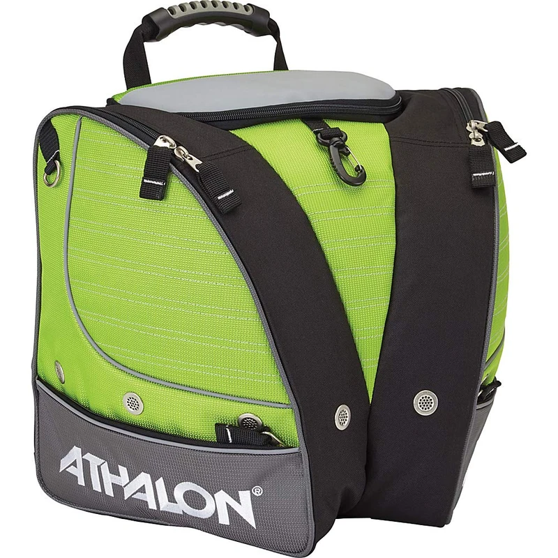 Athalon Tri Kids Boot Bag/Backpack for Skiing, Snowboarding, Holds Boots, Helmet, Goggles, Gloves, Lime/Gray, One Size