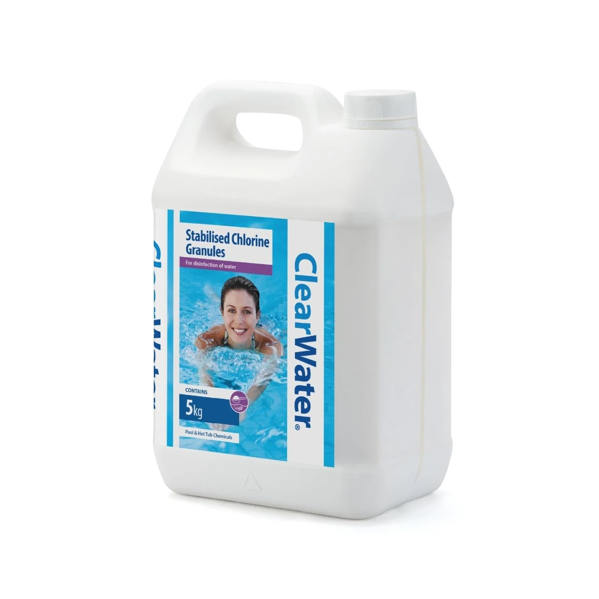 Clearwater Chlorine Granules for Hot Tub Spa and Swimming Pool Water Treatment for Rapid Disinfecting and Cleaning, Jerry Can, 5 kg