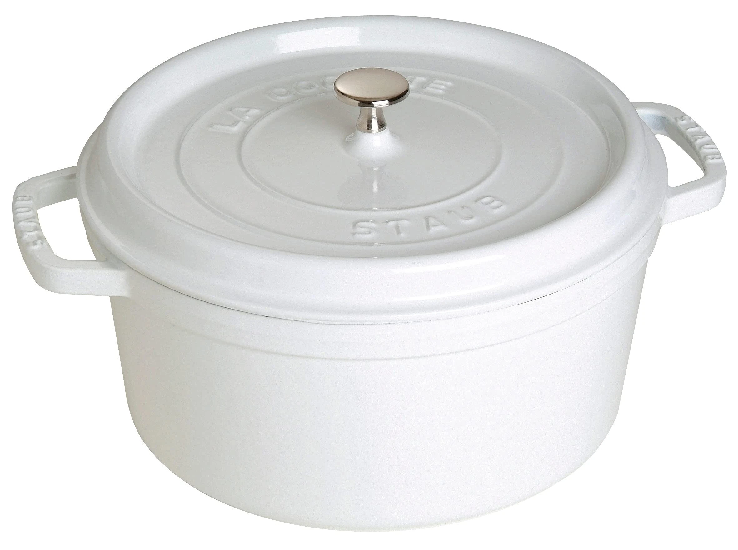 STAUB 1102802 Round Cocotte, Cast Iron Enamel, White