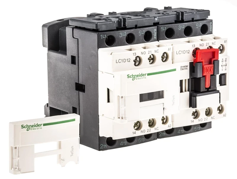 Schneider Electric TeSys Deca reversing contactor,3P(3NO),AC-3,=440V 12A,110V AC coil,LC2D12F7