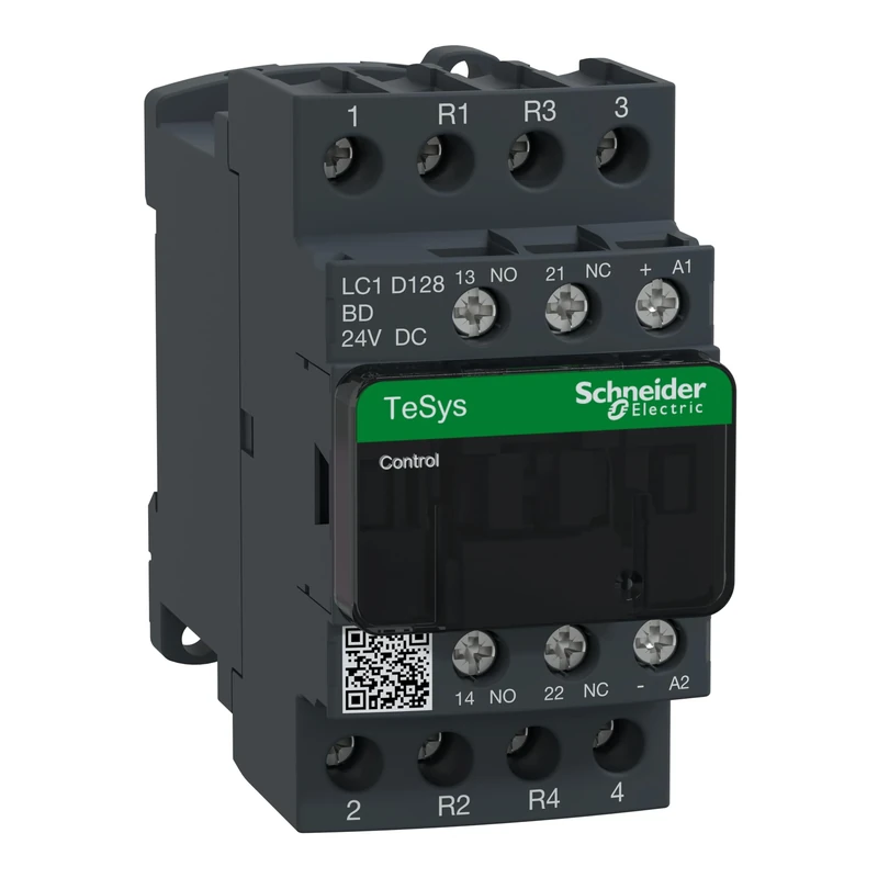 Schneider Electric TeSys Deca contactor,4P(2NO+2NC),AC-1,=440V 25A,24V DC coil,LC1D128BD