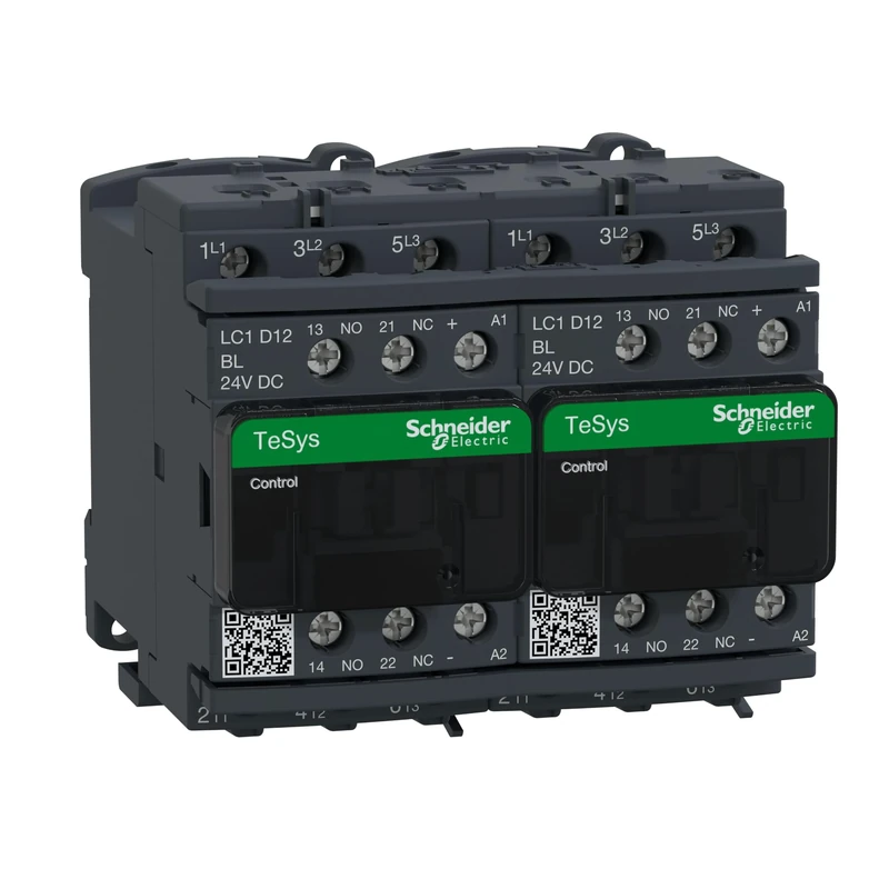 Schneider Electric TeSys Deca reversing contactor,3P(3NO),AC-3,=440V 12A,24V DC LC coil,with electrical interlocking,LC2D12BL