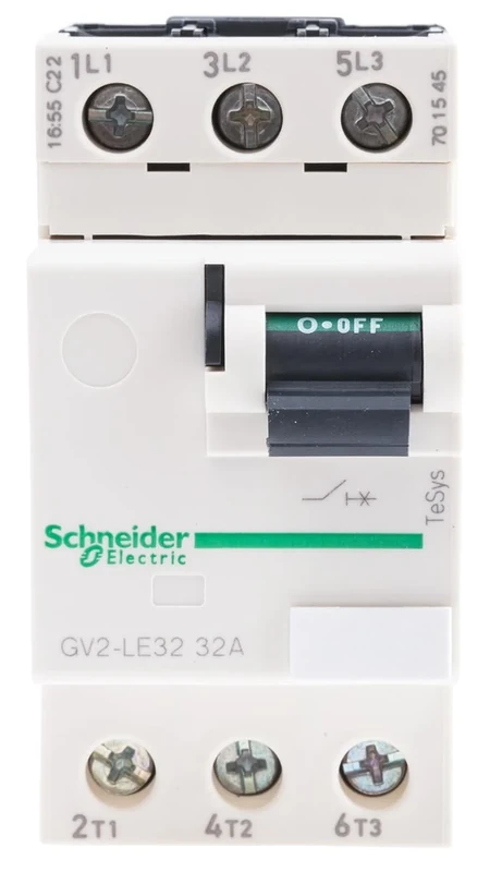 Schneider Electric Motor circuit breaker, TeSys GV2, 3P, 32 A, magnetic, toggle control, screw clamp terminals