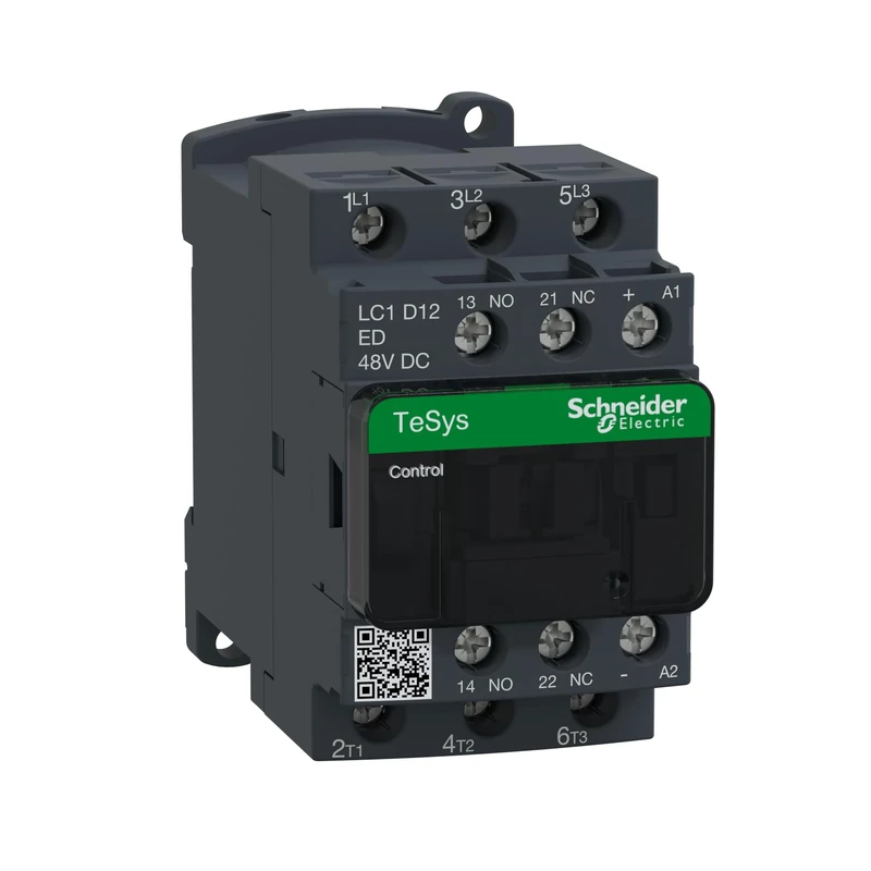 Schneider Electric TeSys Deca contactor,3P(3NO),AC-3/AC-3e,=440V 12A,48V DC coil,LC1D12ED