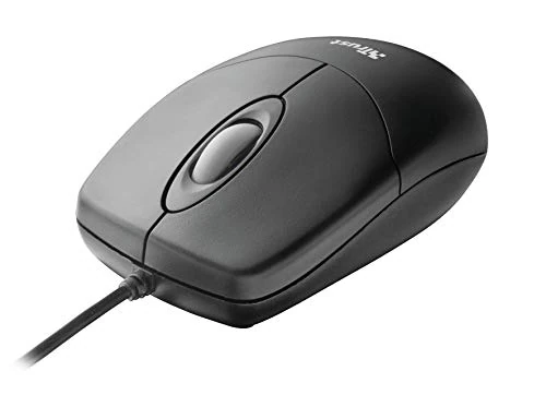 Trust Basi Optical Wired Mouse for Computer and Laptop, 1000 DPI, 3 Buttons, Left and Right Hand Users - Black