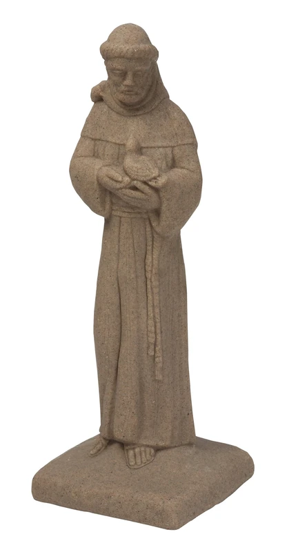 Emsco Group Saint Francis Statue – Natural Sandstone Appearance – Made of Resin – Lightweight – 29” Height