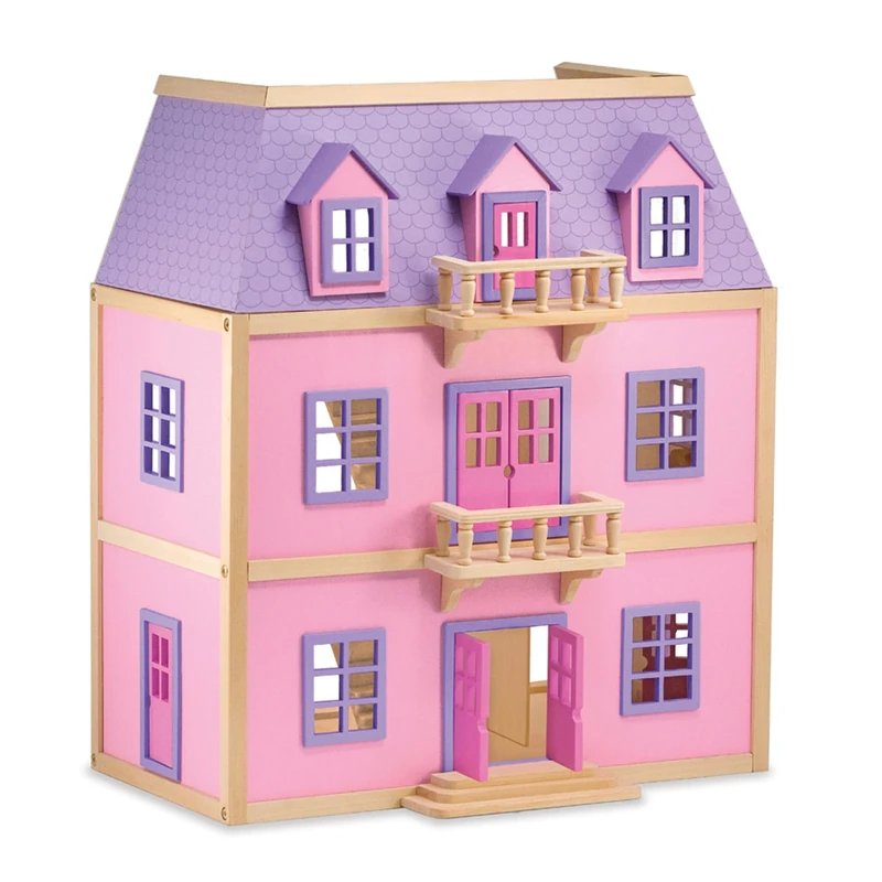 Melissa & Doug Multi-Level Wooden Dollhouse | Dolls house | Wooden dolls house | Large Playset for Girls & Boys | Dollhouses & Dolls | Toys for 3 year old boy | Gift for Boy or Girl
