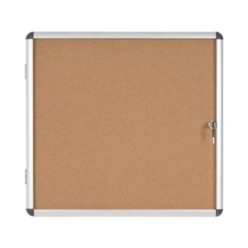 Bi-Office Display Case Enclore, Cork Surface, Acrylic Door, Aluminium Frame, 72 x 67.4 cm (6X A4)