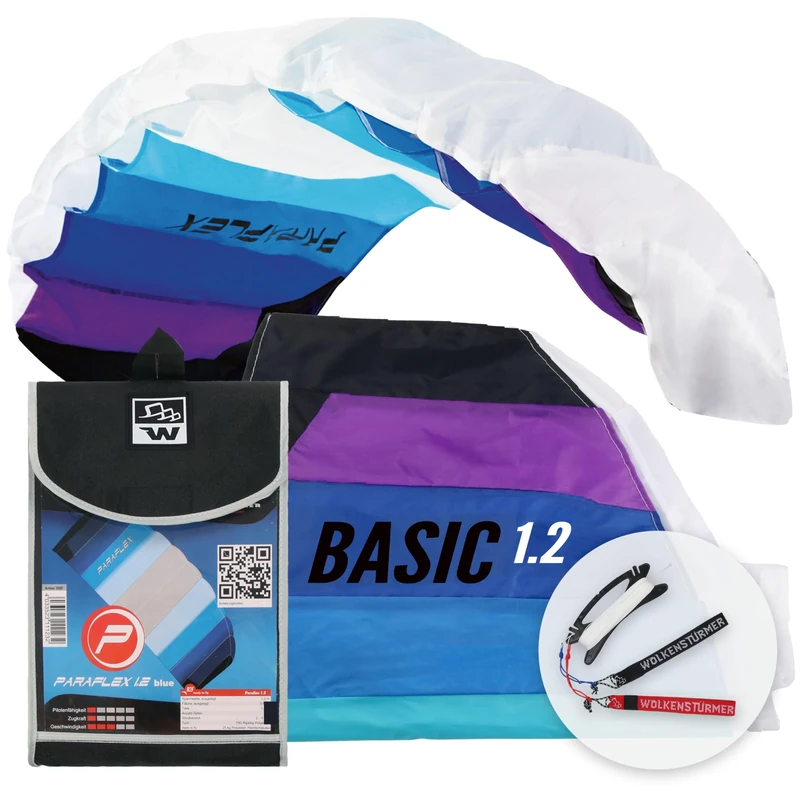Wolkenstürmer Paraflex Basic 1.2 steering mat, blue - flight paver 2-line kite for beginners