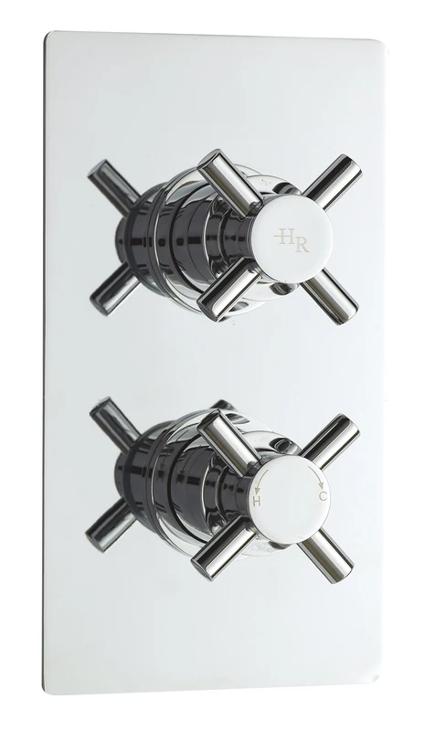 Hudson Reed KRI3207 Tec ǀ Modern Bathroom Minimalist Cross Lever Handle Twin Concealed Valve with Diverter, 215mm x 120mm, Chrome, Set of 4 Pieces