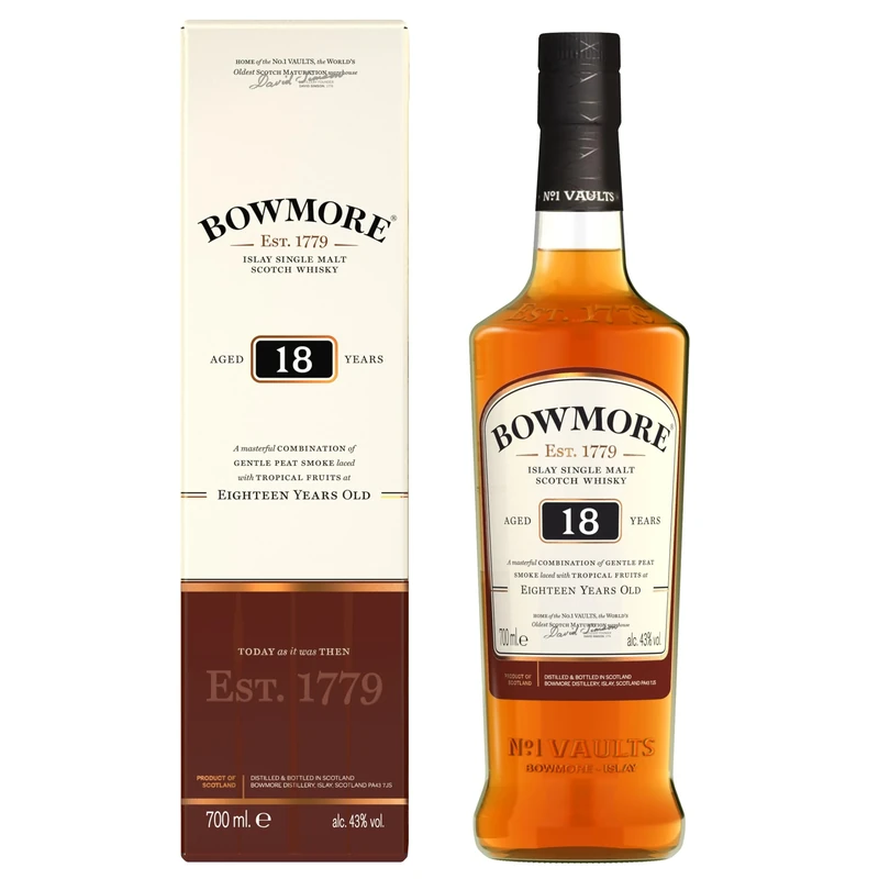 Bowmore Whiskey 18 Year Old Single Malt Scotch Whisky, 70cl