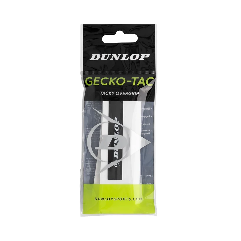 DUNLOP Gecko-Tac Tennis Overgrip, 50 pieces individually packed, white