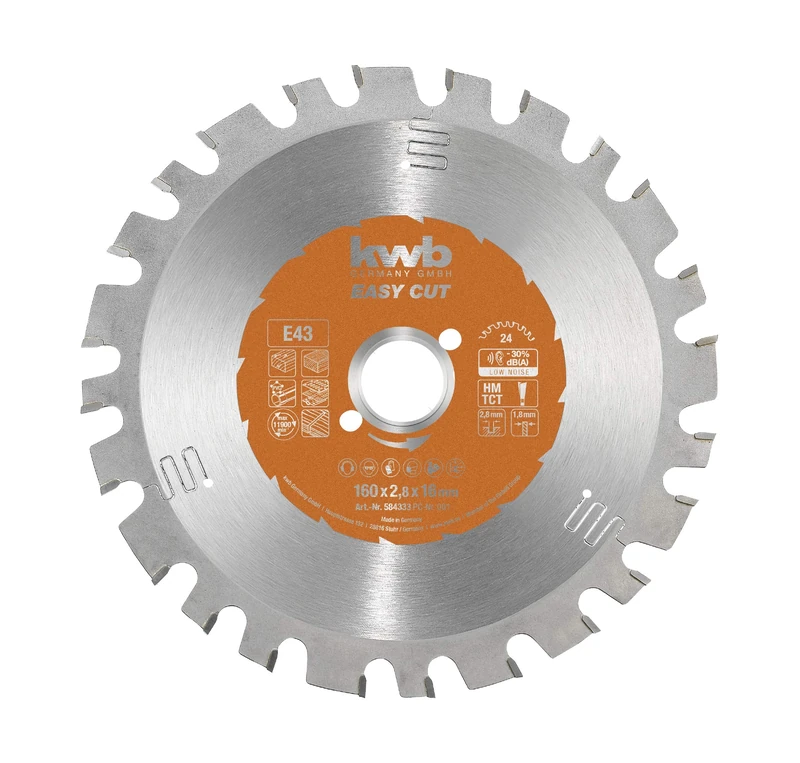 kwb 160mm Circular Saw Blade, Made in Germany, Nail-Proof, for Wood with Metal Residue, Universal Blade for Metals, Wood, and Plastics
