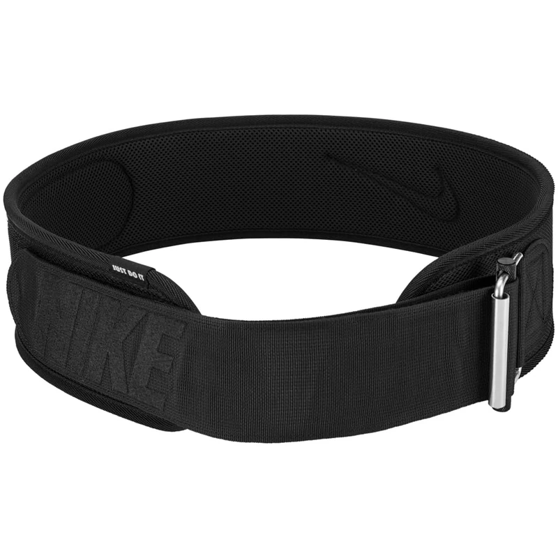 NIKE Lifting Belt 4in Weightlifting Belt Strength Training Powerlifting Gym Support Training Belt 10.1 cm, Black/Black/White, L