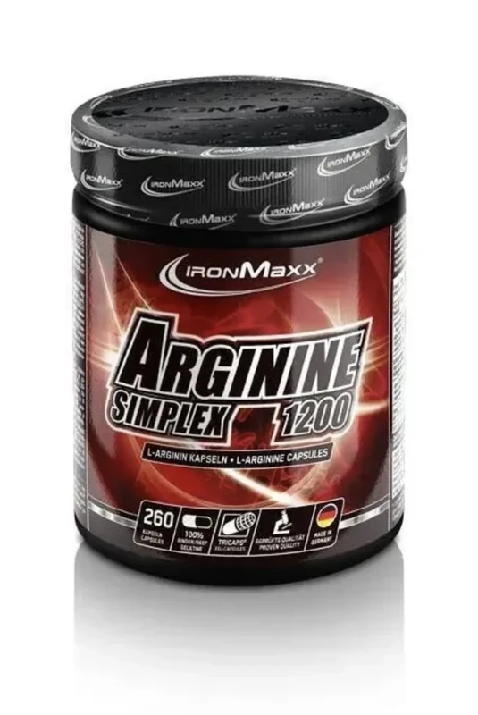 IronMaxx Arginine Simplex 1200, L-Arginine Amino Acid, 1 x Pack of 260 XXL Capsules