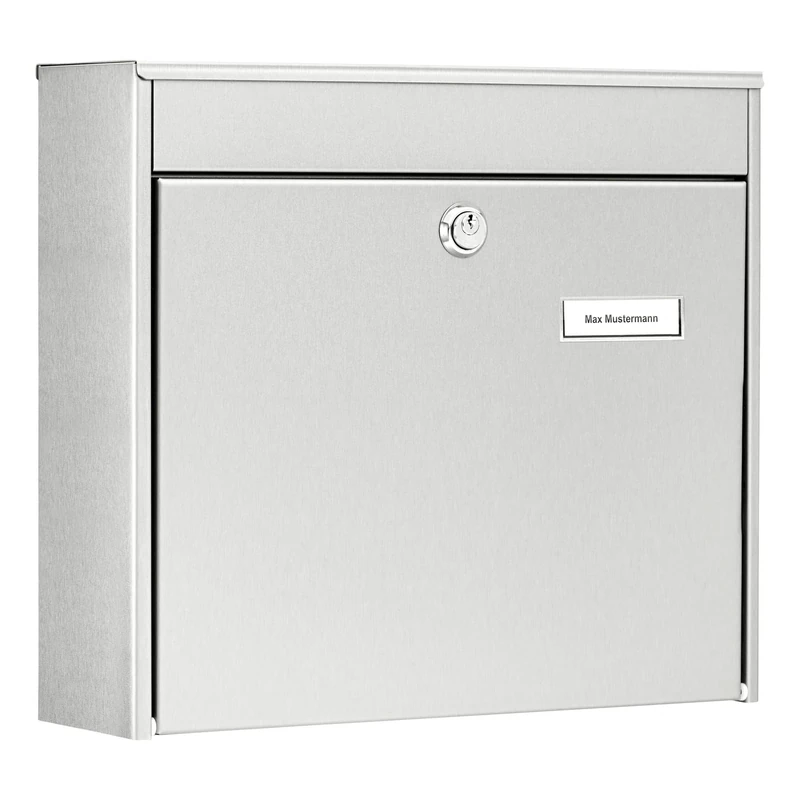 Burg-Wächter Borkum 3878 Ni – Stainless Steel, Stainless Steel Letter Box with Opening Stop A4 Format,