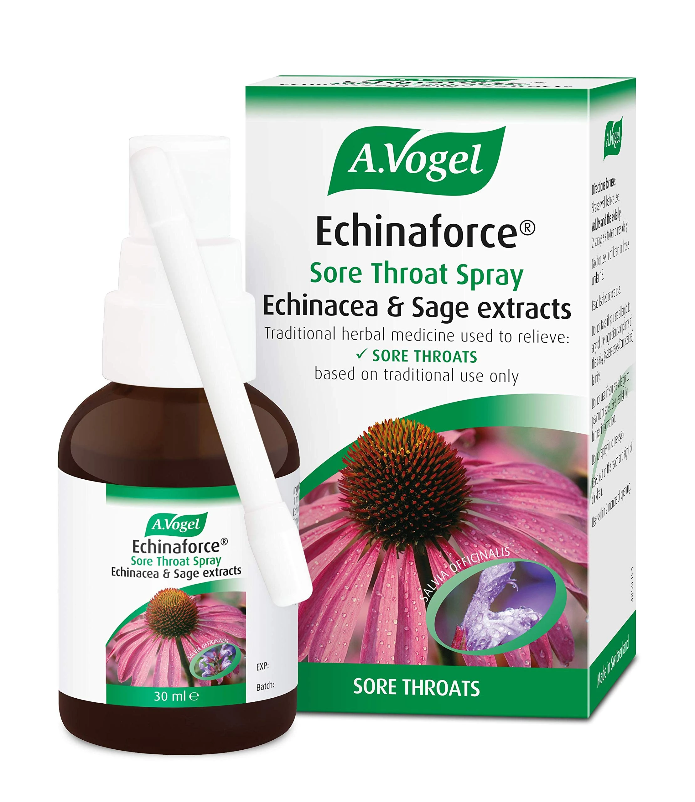 A.Vogel Echinaforce Sore Throat Relief Spray | 136 Sprays | Used for Targeted Relief from Sore Throats | Extracts of Fresh Echinacea & Sage