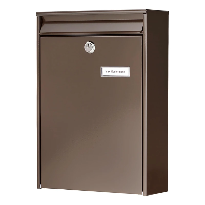 Burg-Wächter Leipzig 777 BR Steel Letter Box A4 Letter Format EU Standard EN 13724 Galvanised Steel Brown