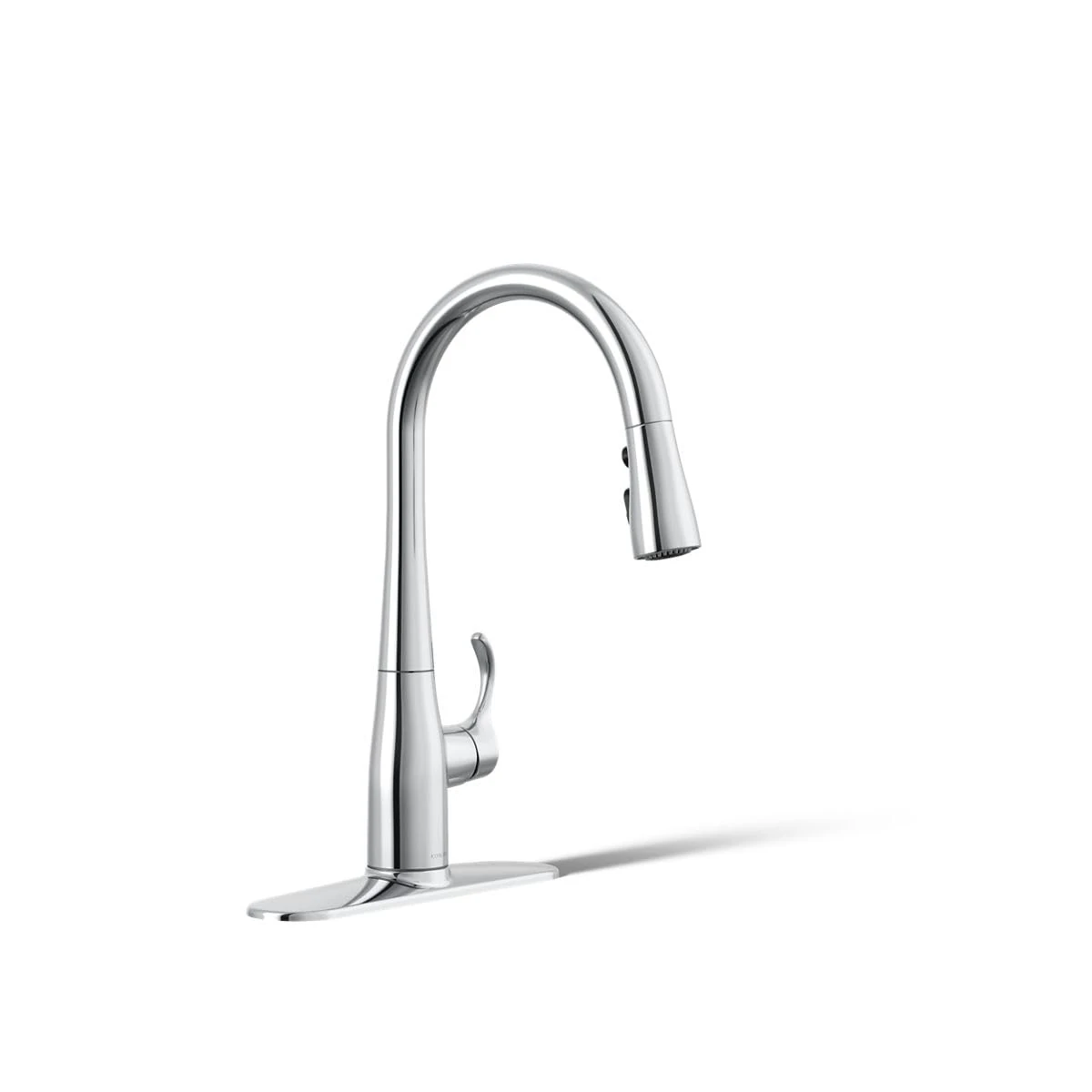 KOHLER 597-CP Simplice Pull Down Kitchen Faucet, 3-Spray Faucet, Kitchen Sink Faucet with Pull Down Sprayer, Polished Chrome