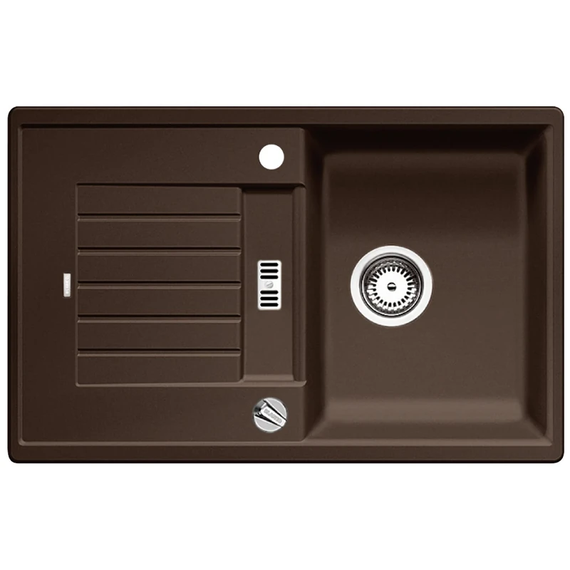 BLANCO ZIA 45 S | SILGRANIT Granite Sink in café | Installation Type: Inset Installation from Above | Reversible | for 45 cm Wide Base cabinets | Large Bowl | Easy-Care Surface | [78x50x20.2 cm]