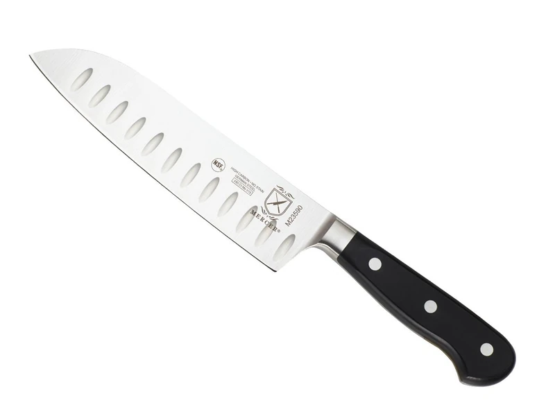 Mercer Culinary Renaissance 7-Inch Stainless Steel Forged Santoku Knife, Black ,M23590