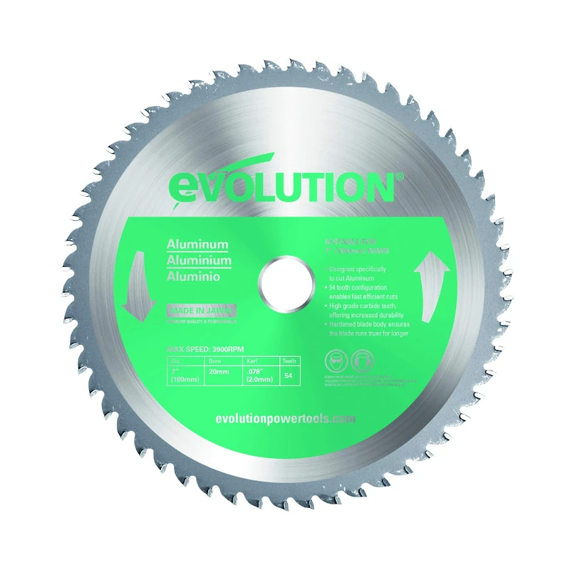 Evolution Power Tools 180BLADEAL Aluminium Carbide-Tipped Blade, 180 mm