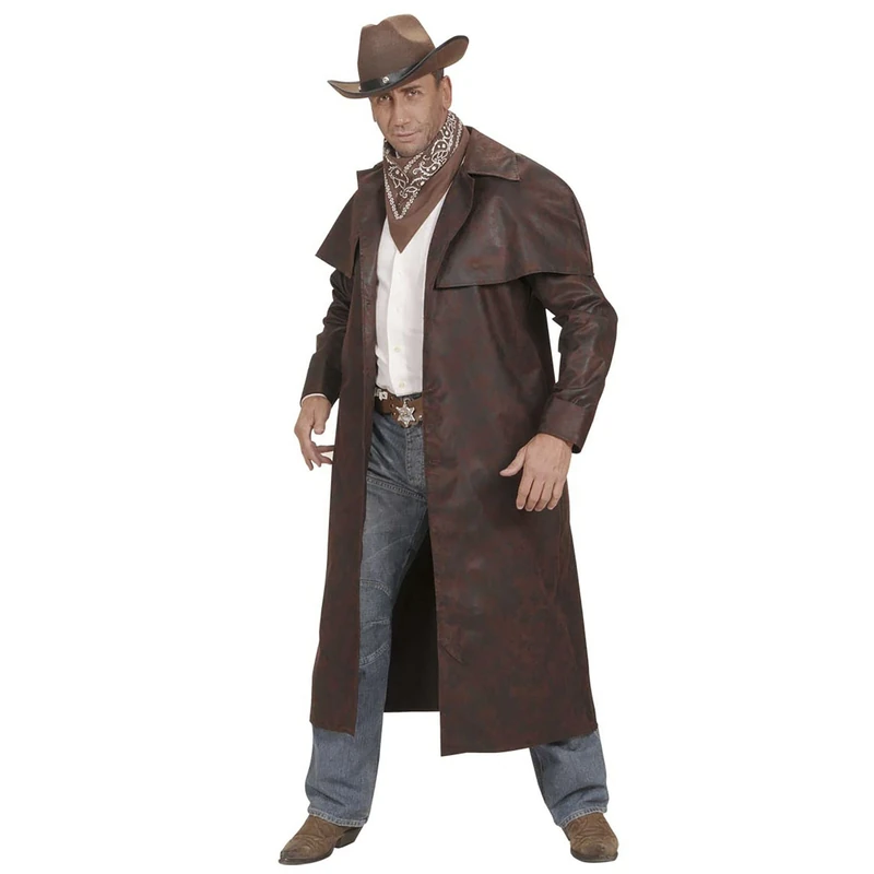 xL Brown Duster Coats Costume Extra Large for Wild West Cowboy Fancy Dress