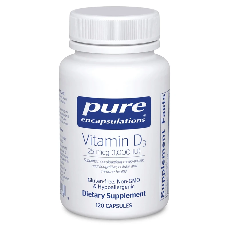 Pure Encapsulations Vitamin D3 1,000 IU - Hypoallergenic Vitamin D Supplement - Immune System, Bone and Muscle Function Support - 120 Capsules