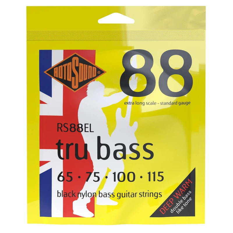Rotosound Strings for Electric Bass TRU BASS NYLON FLATWOUND 4-str. RS88EL NYLON FW XLONG SCALE Standard 65-115,White Black Red Blue,Small Medium Large X-Large 2X-Large