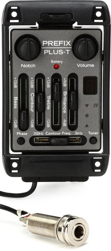 Fishman Prefix Plus-T Onboard Preamp, Wide Format for Acoustic Guitar, Black, Solid State Amplifier - Image 1