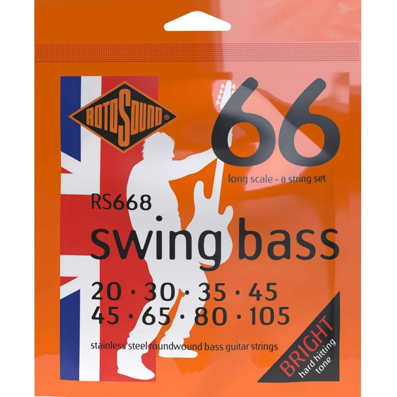 Rotosound Strings for Electric Bass SWING 66 STAINLESS SETS 8-string RS668 Stainless Standard 45-105