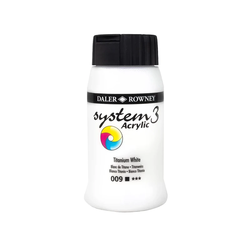 Daler-Rowney System3 Acrylic Paint, Plastic Pot, 16.91oz - 500 ml, Titanium White