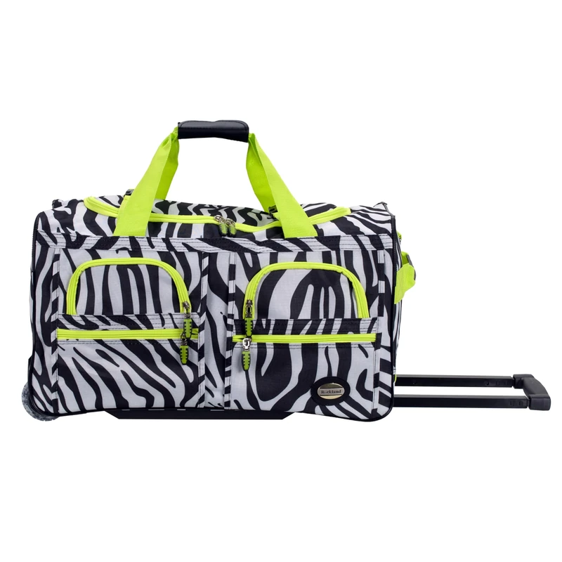 Rockland Luggage Rolling 22 Inch Duffle Bag, Lime Zebra, One Size