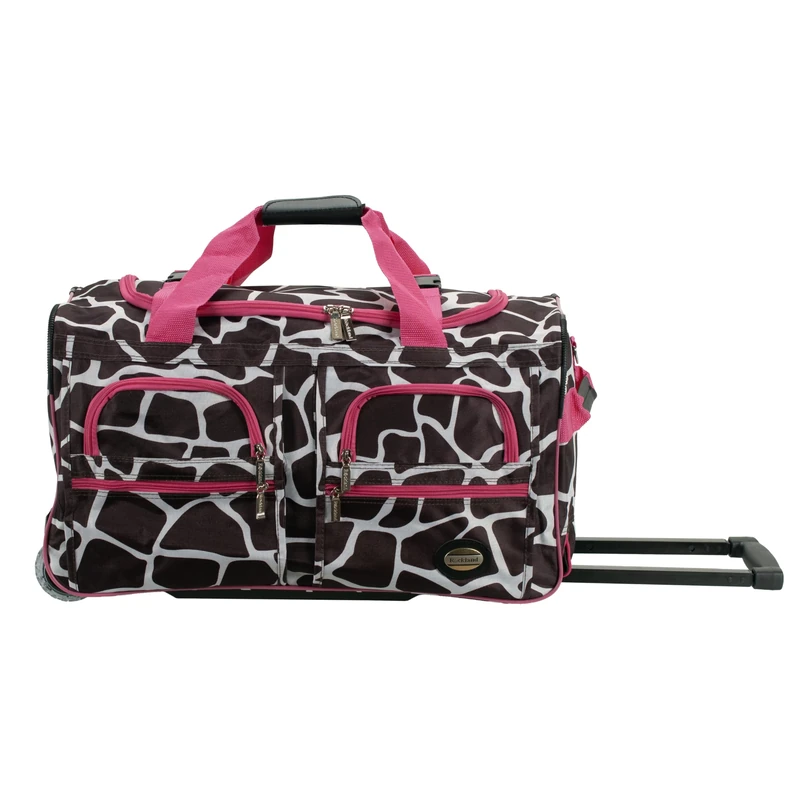 Rockland Luggage Rolling 22 Inch Duffle Bag, Pink Giraffe, One Size