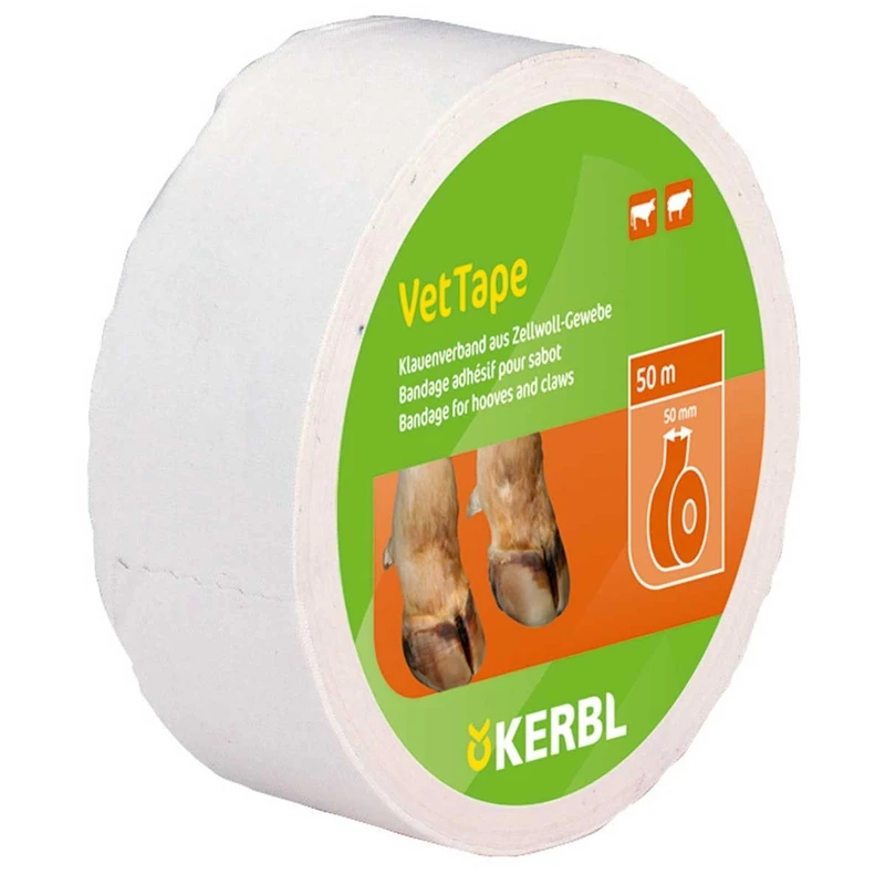 Kerbl VetTape Claw Bandage White with Rubber Adhesive 50 m