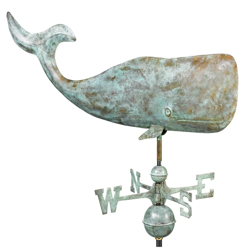 Good Directions 37" Whale Weathervane, Blue Verde Copper, Nautical, Patina