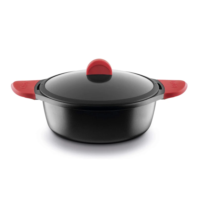 Castey Induction Tall Casserole Pan (Red) 24 cm