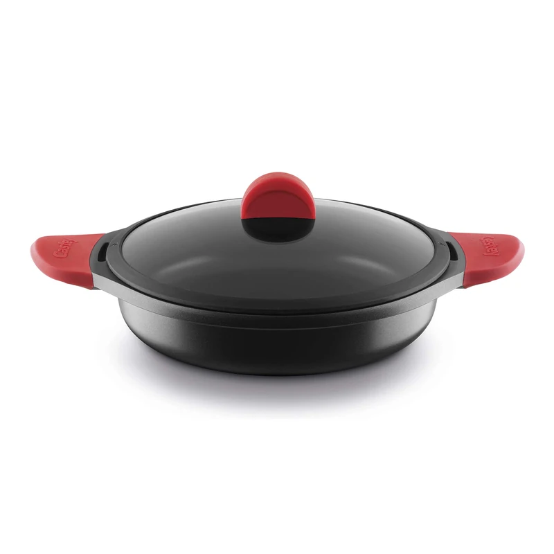 Fundix 28 cm Low Casserole with Lid 28 Cm Nero e rosso