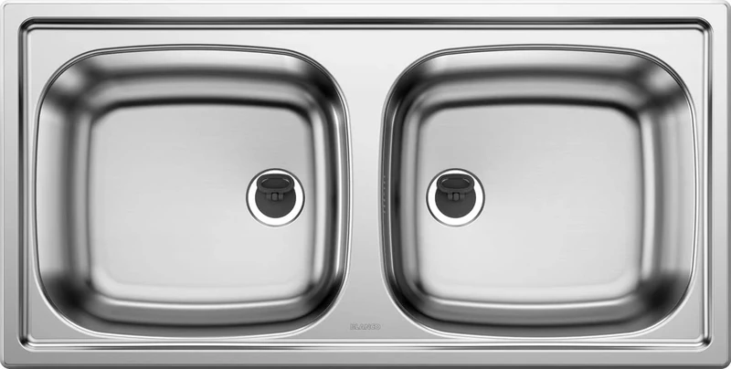 BLANCO TOP EZ 8 x 4 | Stainless Steel Sink | Installation Type: Installation from Top | Reversible | for 90 cm Wide Base Cabinets | 1 ½ Inch Stainless Steel Spout | Kitchen Sink 86 x 43.5 cm