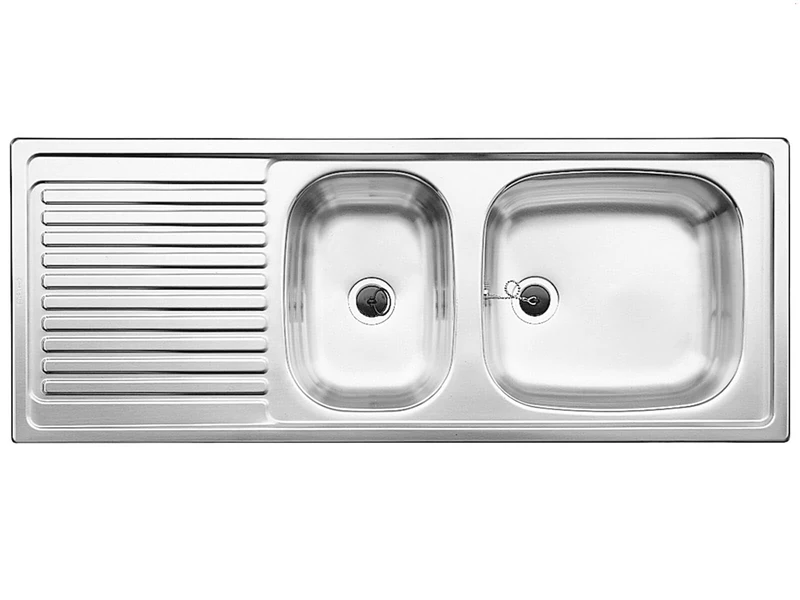 BLANCO TOP EZS 11 x 4 | Stainless Steel | Installation Type: Inset Installation from Above | Reversible | for 80 cm Wide Base cabinets | Scratch-Resistant | [110x43.5x16.4 cm] - Image 1