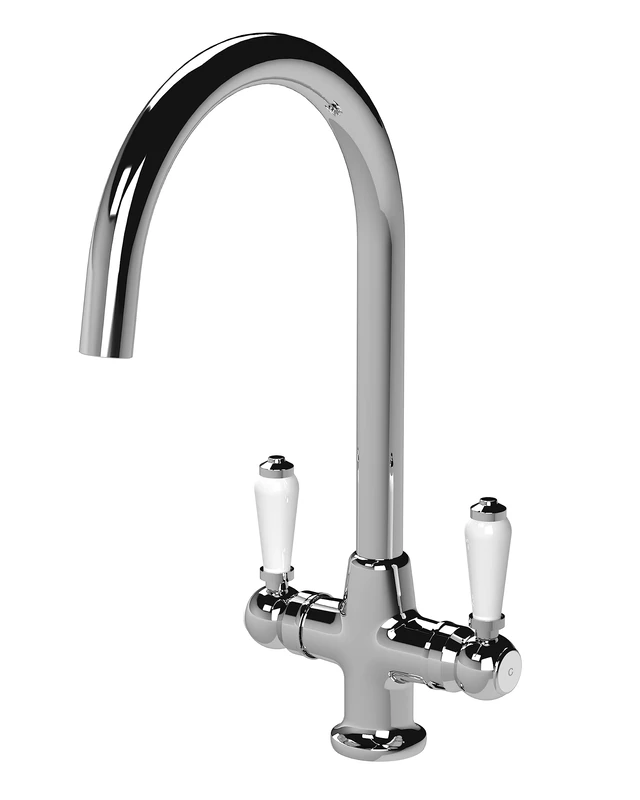 Nuie KB304 ǀ Traditional Kitchen Cruciform Sink Mixer Tap with Lever Handles, 350mm x 45mm, Chrome